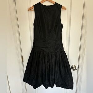 Zara Black Sleeveless Ruched Drop Waist Bubble Hem Dress M